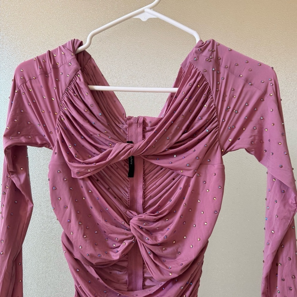 ALEX PERRY Tinley Strass Crystal Embellished Twist Dress Pink Sz 10 AU/6 US - Picture 4 of 9